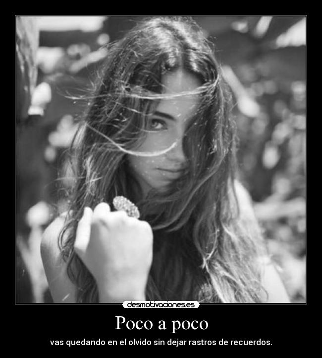 Poco a poco - vas quedando en el olvido sin dejar rastros de recuerdos.