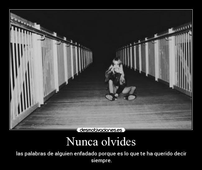 Nunca olvides - las palabras de alguien enfadado porque es lo que te ha querido decir siempre.