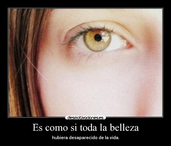 Es como si toda la belleza - hubiera desaparecido de la vida.