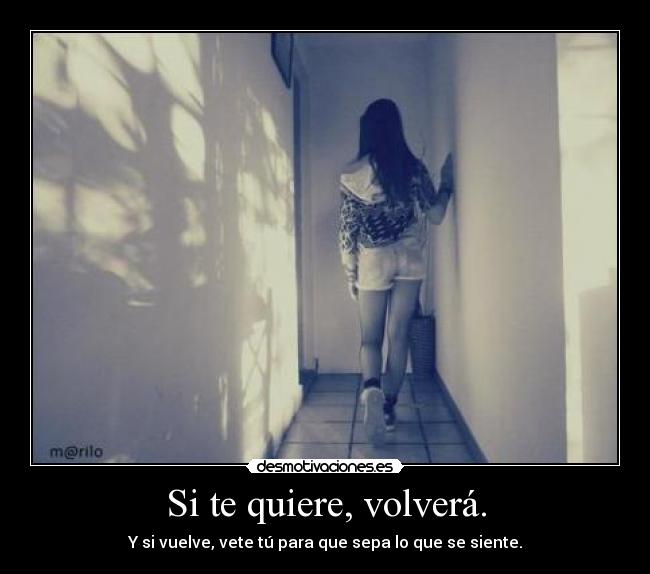 Si te quiere, volverá. - Y si vuelve, vete tú para que sepa lo que se siente.