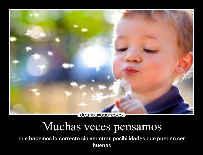 Muchas veces pensamos - que hacemos lo correcto sin ver otras posibilidades que pueden ser buenas