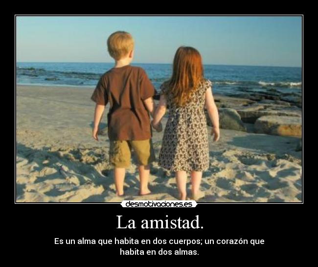 La amistad. - Es un alma que habita en dos cuerpos; un corazón que
habita en dos almas.