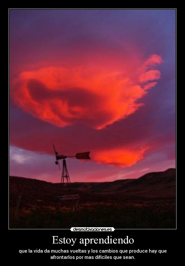 Estoy aprendiendo - que la vida da muchas vueltas y los cambios que produce hay que
afrontarlos por mas difíciles que sean.