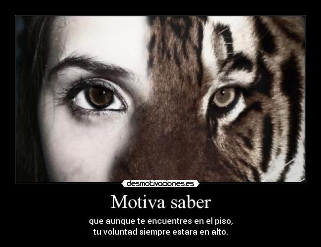 Motiva saber - que aunque te encuentres en el piso,
tu voluntad siempre estara en alto.