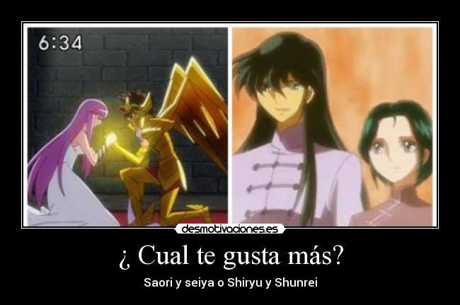 ¿ Cual te gusta más? - Saori y seiya o Shiryu y Shunrei