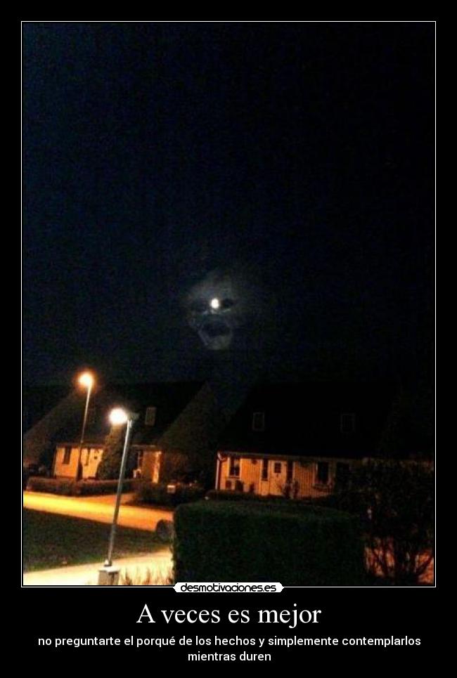 A veces es mejor - no preguntarte el porqué de los hechos y simplemente contemplarlos mientras duren