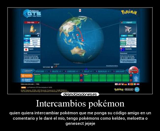 Intercambios pokémon - quien quiera intercambiar pokémon que me ponga su código amigo en un
comentario y le daré el mío, tengo pokémons como keldeo, meloetta o
genesect jejeje