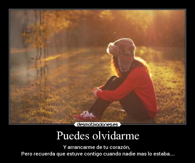 Puedes olvidarme - Y arrancarme de tu corazón,
Pero recuerda que estuve contigo cuando nadie mas lo estaba....