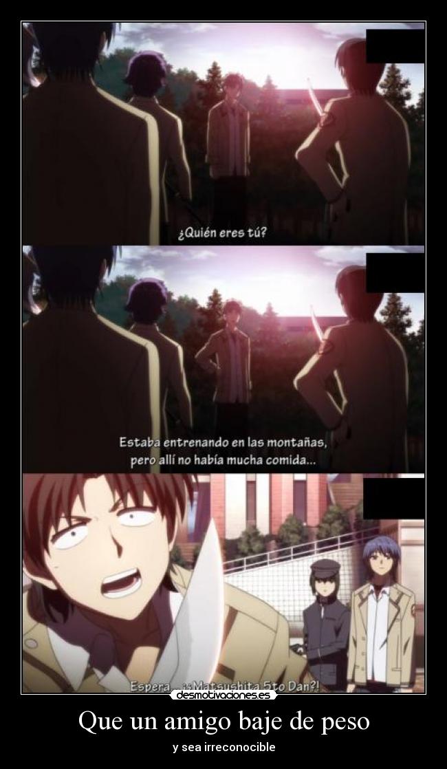 carteles anime shinigamisempai angel beats que amigo baje peso sea irreconocible desmotivaciones