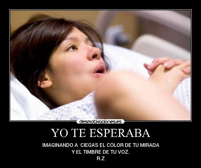 YO TE ESPERABA - IMAGINANDO A  CIEGAS EL COLOR DE TU MIRADA
Y EL TIMBRE DE TU VOZ.
R.Z