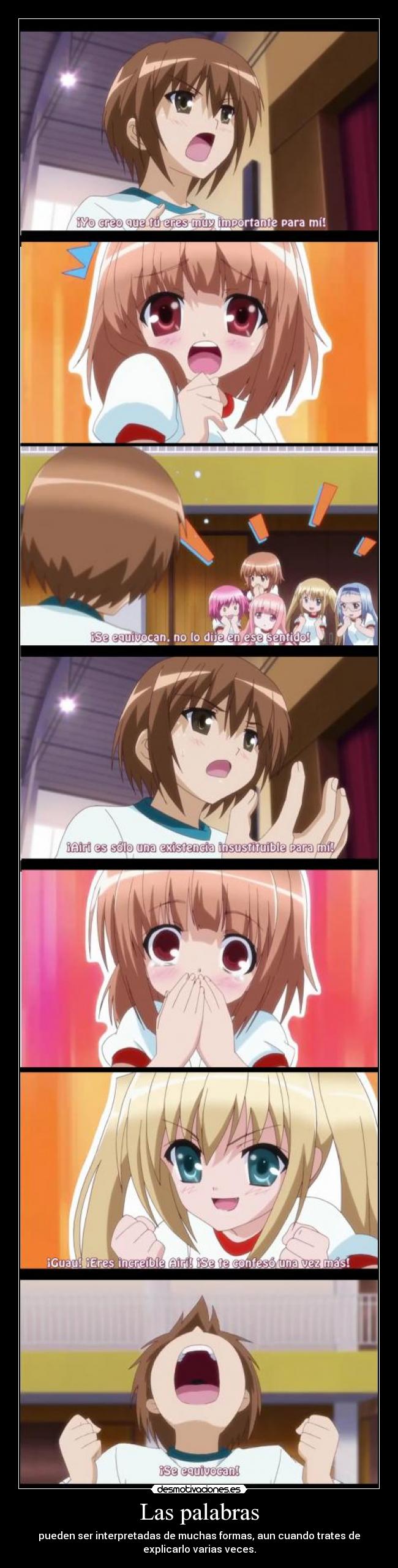 carteles anime palabras frases amor malinterpretar explicacion amistad volver explicar subaru airi rokyubu desmotivaciones