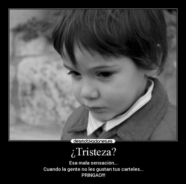 ¿Tristeza? - Esa mala sensación...
Cuando la gente no les gustan tus carteles...
PRINGAO!!!