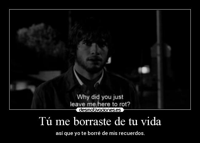 Tú me borraste de tu vida - así que yo te borré de mis recuerdos.