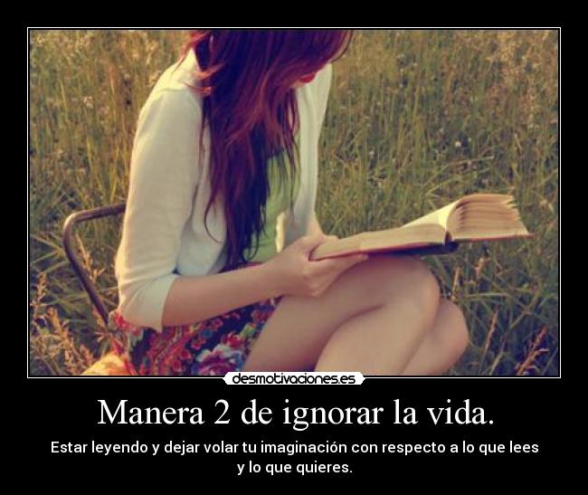 Manera 2 de ignorar la vida. - Estar leyendo y dejar volar tu imaginación con respecto a lo que lees y lo que quieres.