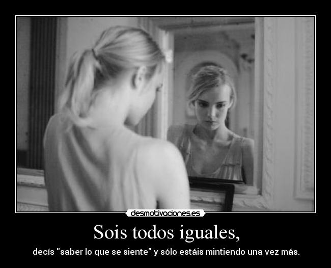Sois todos iguales, - decís saber lo que se siente y sólo estáis mintiendo una vez más.