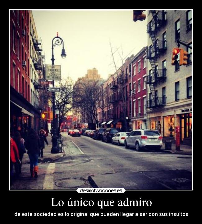 Lo único que admiro - de esta sociedad es lo original que pueden llegar a ser con sus insultos