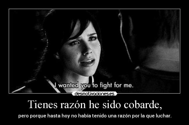 Tienes razón he sido cobarde, -