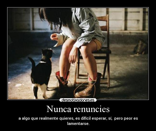 Nunca renuncies - a algo que realmente quieres, es difícil esperar, sí,  pero peor es lamentarse.