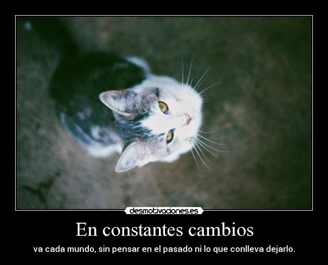 En constantes cambios - va cada mundo, sin pensar en el pasado ni lo que conlleva dejarlo.