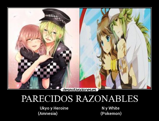 carteles parejas parecidas personajes anime amnesia ukyo pokemon white desmotivaciones