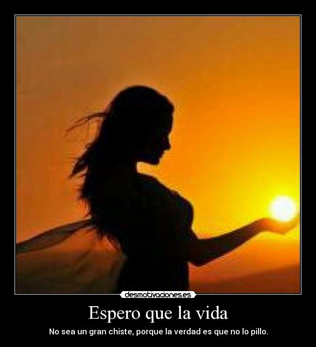 Espero que la vida - No sea un gran chiste, porque la verdad es que no lo pillo.