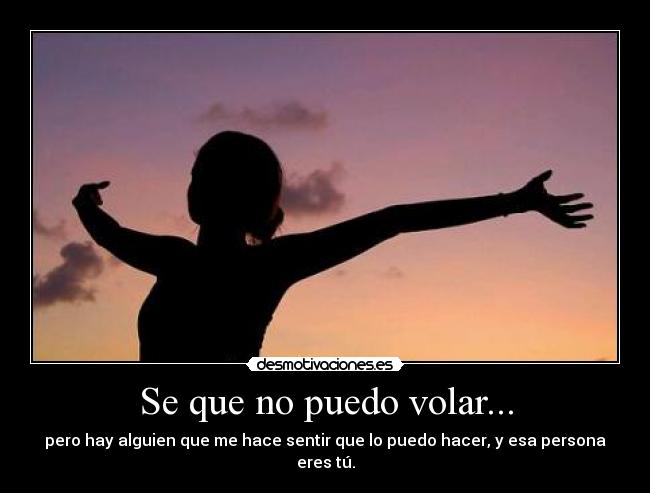 Se que no puedo volar... - pero hay alguien que me hace sentir que lo puedo hacer, y esa persona eres tú.