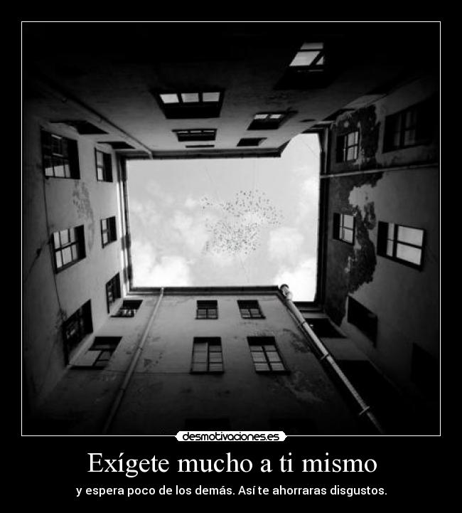 Exígete mucho a ti mismo - y espera poco de los demás. Así te ahorraras disgustos.