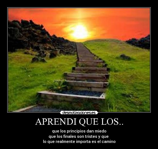 APRENDI QUE LOS.. - que los principios dan miedo
que los finales son tristes y que
lo que realmente importa es el camino