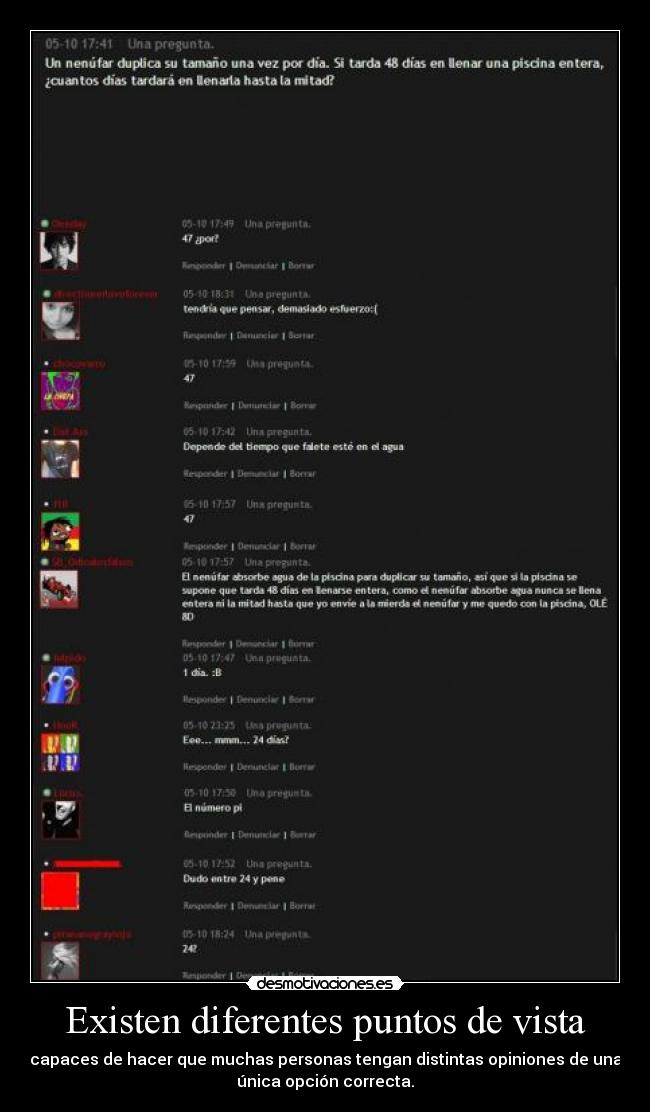 Existen diferentes puntos de vista - capaces de hacer que muchas personas tengan distintas opiniones de una
única opción correcta.