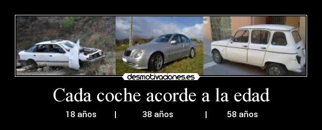 Cada coche acorde a la edad - 18 años         |             38 años                |          58 años