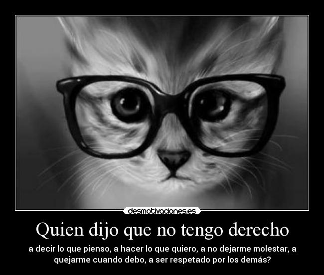Quien dijo que no tengo derecho - a decir lo que pienso, a hacer lo que quiero, a no dejarme molestar, a
quejarme cuando debo, a ser respetado por los demás?