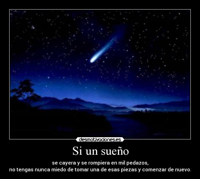 Si un sueño - se cayera y se rompiera en mil pedazos,
no tengas nunca miedo de tomar una de esas piezas y comenzar de nuevo.