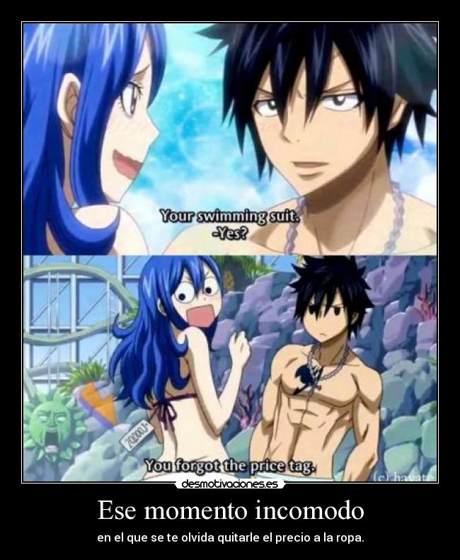 carteles anime manga otaku fairy tail ova gray and juvia momento incomodo desmotivaciones