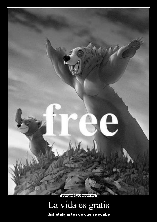 La vida es gratis - disfrútala antes de que se acabe