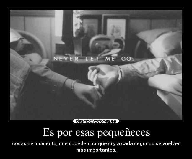Es por esas pequeñeces - cosas de momento, que suceden porque sí y a cada segundo se vuelven
más importantes.