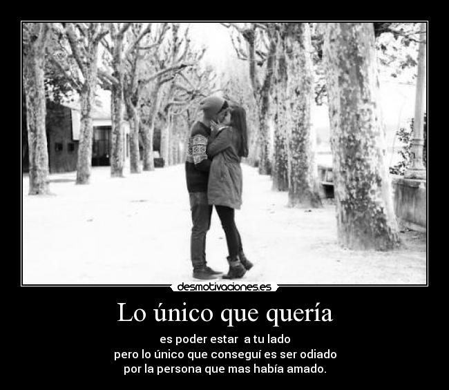 Lo único que quería - es poder estar a tu lado
pero lo único que conseguí es ser odiado
por la persona que mas había amado.