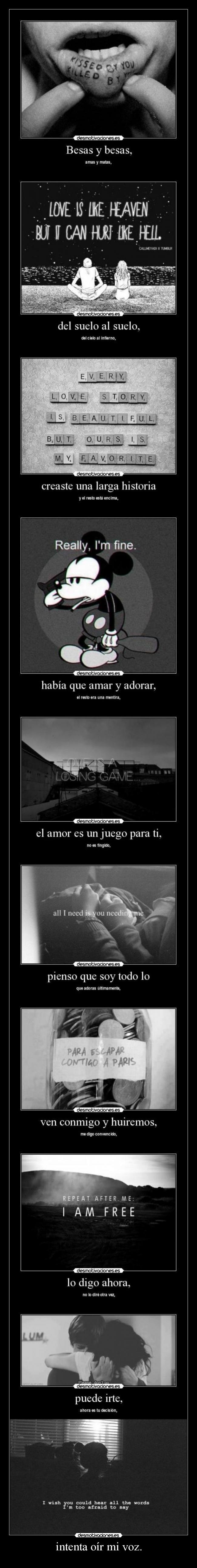 intenta oír mi voz. -