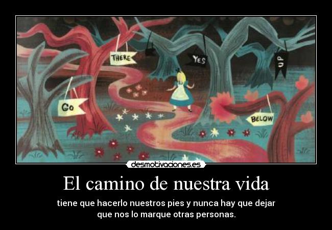 El camino de nuestra vida - tiene que hacerlo nuestros pies y nunca hay que dejar
que nos lo marque otras personas.