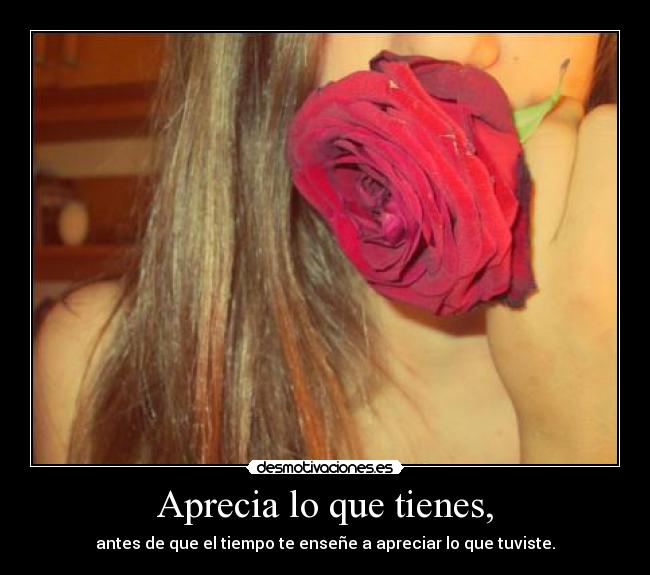 Aprecia lo que tienes, - 