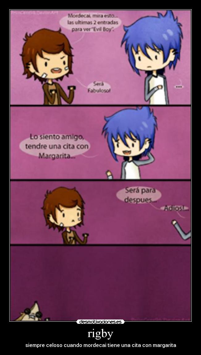 rigby - siempre celoso cuando mordecai tiene una cita con margarita