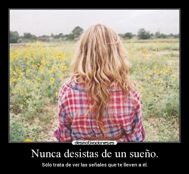 Nunca desistas de un sueño. - Sólo trata de ver las señales que te lleven a él.