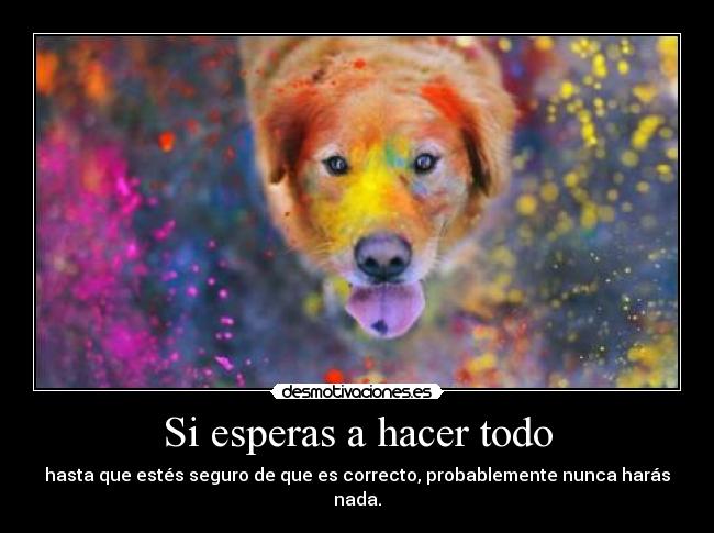 Si esperas a hacer todo - hasta que estés seguro de que es correcto, probablemente nunca harás nada.