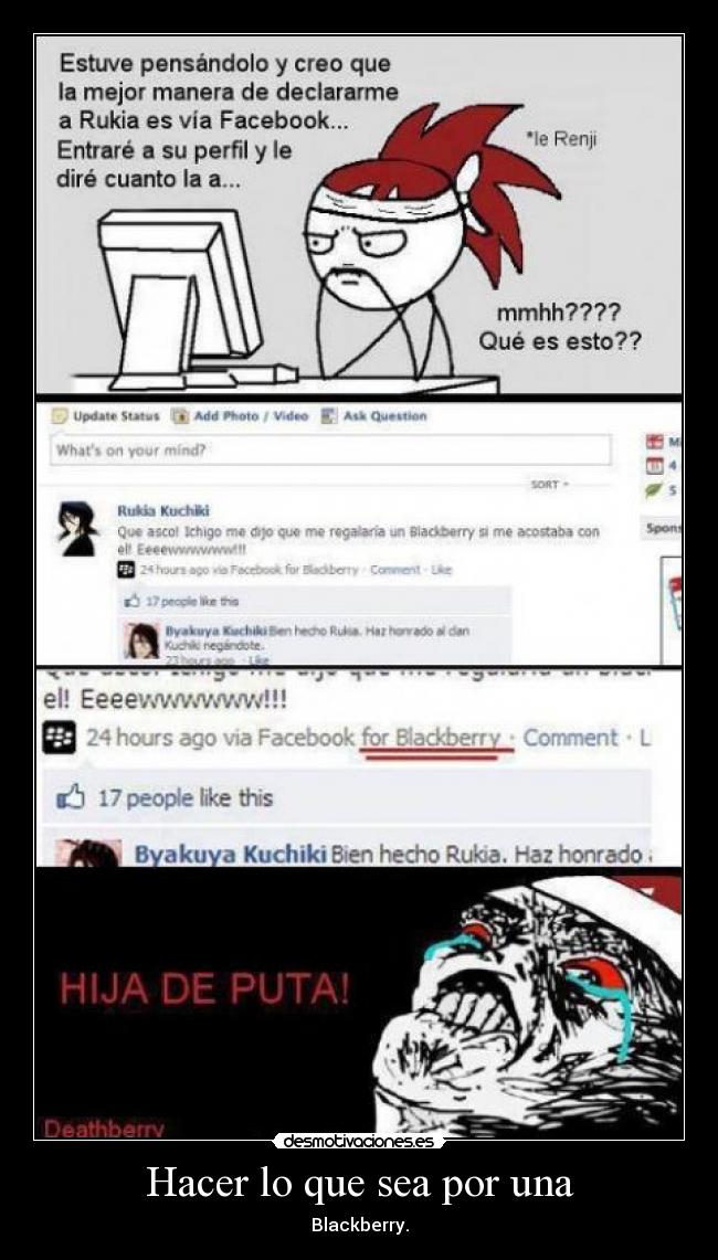 carteles anime manga bleach riuka love blackberry byakuga renji anti amor antiamor desmotivaciones