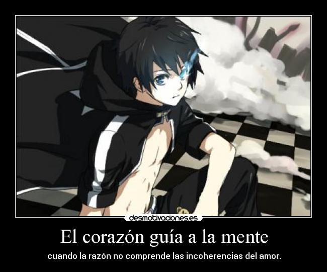 carteles corazon black rock shooter anime amor chico corazon mente razon desmotivaciones