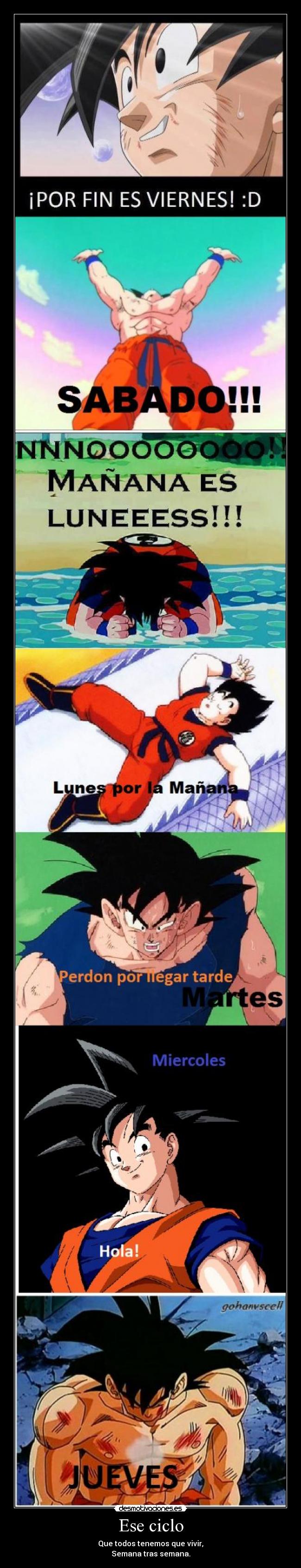 carteles anime manga dragon ball goku ese ciclo que todos tenemos que vivir semana tras semana desmotivaciones