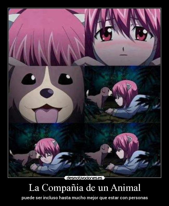 carteles elfen lied lucy nyu echos reales soledad compania animal mascotas perros desmotivaciones