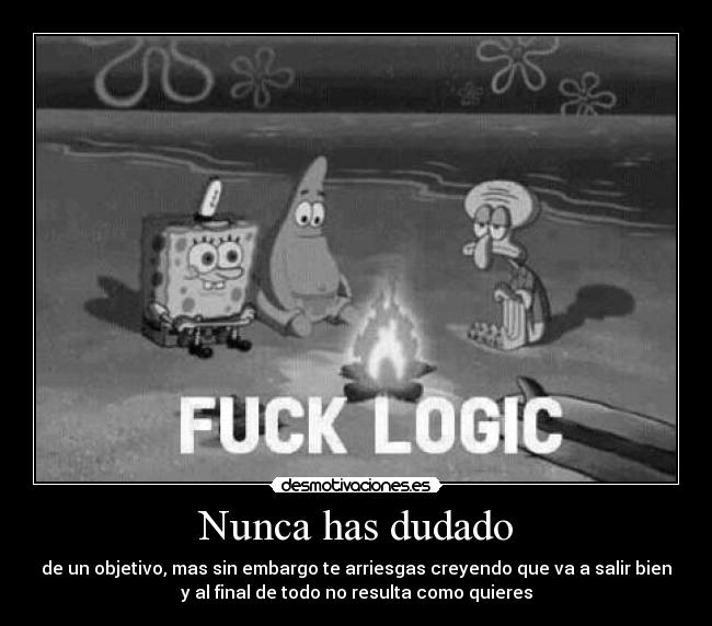 Nunca has dudado - de un objetivo, mas sin embargo te arriesgas creyendo que va a salir bien
y al final de todo no resulta como quieres