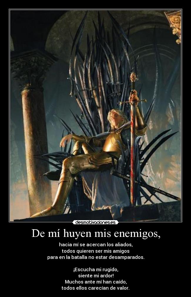 carteles poema espontaneo juego tronos jaime lannister escucha rugido desmotivaciones