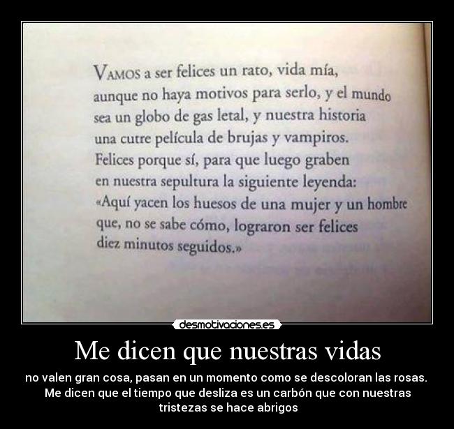 Me dicen que nuestras vidas -