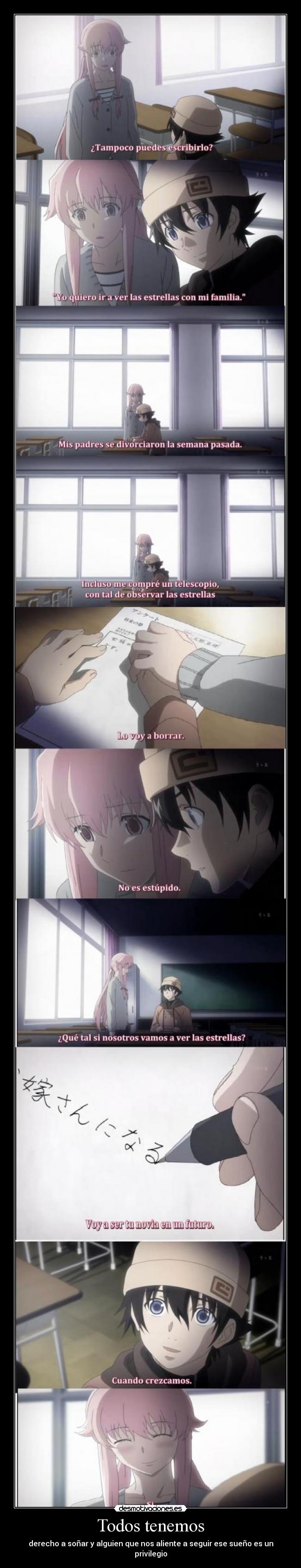 carteles albano98 todos tenemos derecho sonar anime manga mirai nikki yuno gasai amano yukiteru desmotivaciones